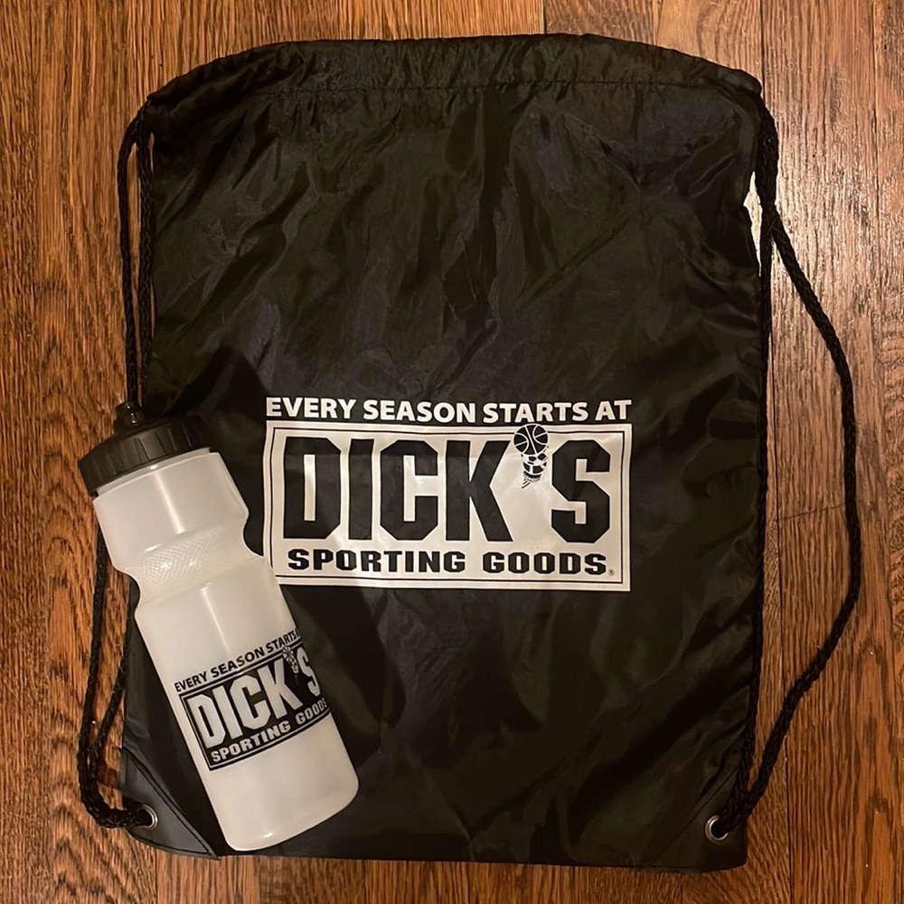 DICKS Sporting Goods water bottle & string bag